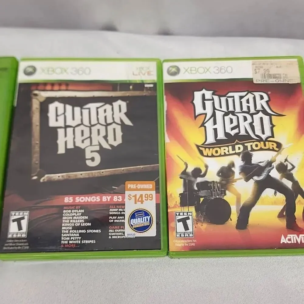 Xbox 360 Band Hero, Rock Band, Guitar Hero 5, World Tour, Legends of Rock Lot 5